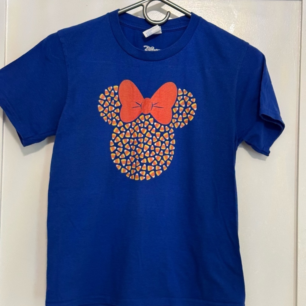 Minnie Mouse Inspired Candy Corn Graphic Tee Kids Blue Halloween Shirt